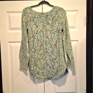 St. John's Bay Turquoise and White Variegated Pullover Cable Knit Sweater